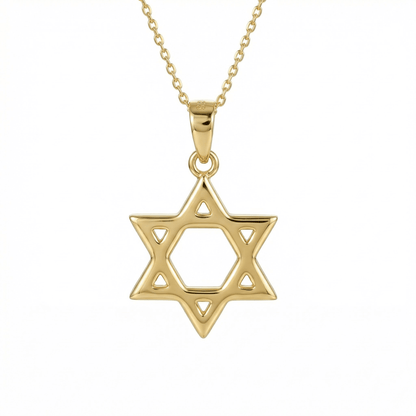 Small Star of David Necklace in 18K Gold Vermeil. Tarnish-resistant, perfect for daily wear.