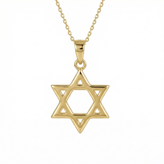 Small Star of David Necklace in 18K Gold Vermeil. Tarnish-resistant, perfect for daily wear.