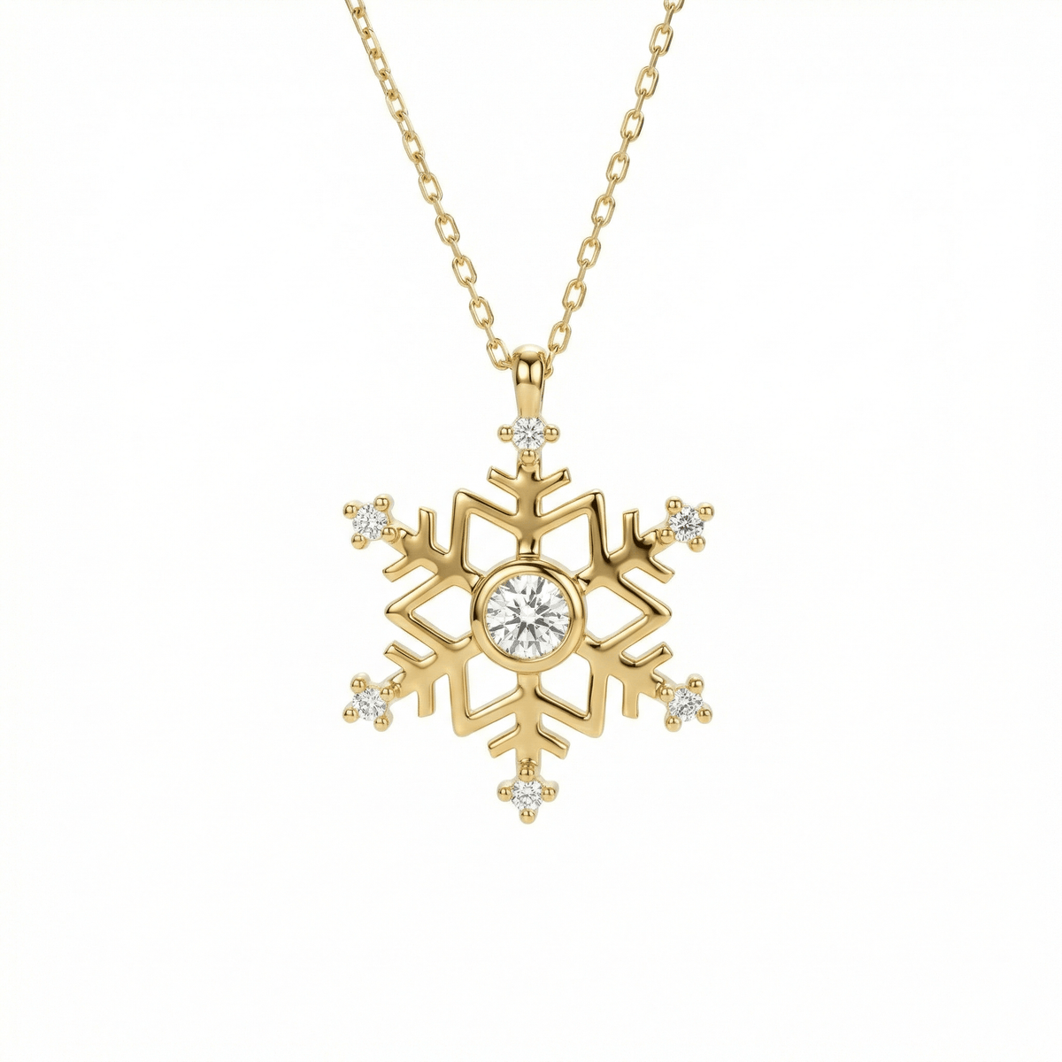 Snowflake Pendant Necklace in 18K Gold Vermeil. Tarnish-resistant, perfect for daily wear.