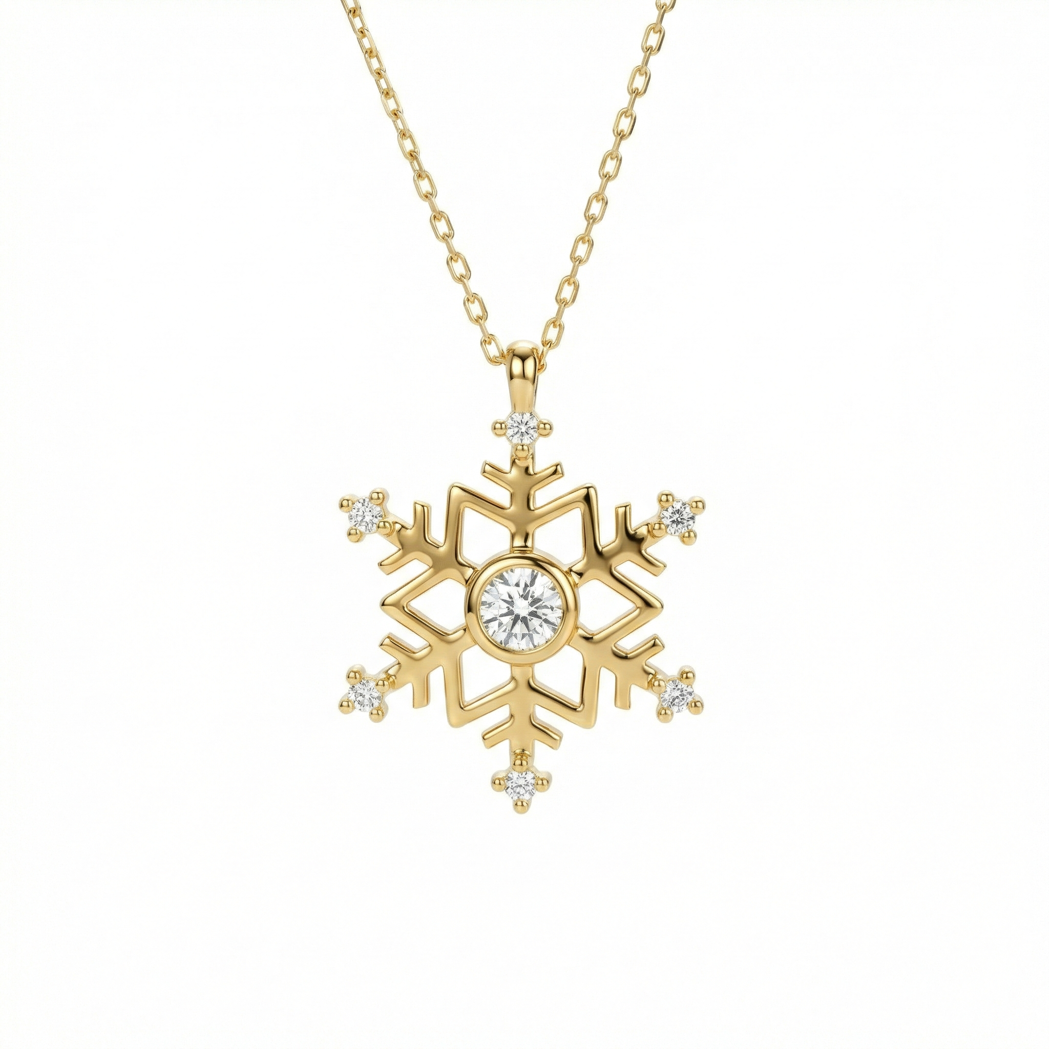 Snowflake Pendant Necklace in 18K Gold Vermeil. Tarnish-resistant, perfect for daily wear.