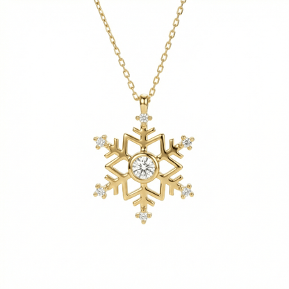 Snowflake Pendant Necklace in 18K Gold Vermeil. Tarnish-resistant, perfect for daily wear.