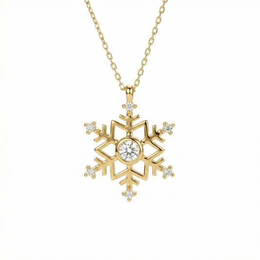 Snowflake Pendant Necklace in 18K Gold Vermeil. Tarnish-resistant, perfect for daily wear.