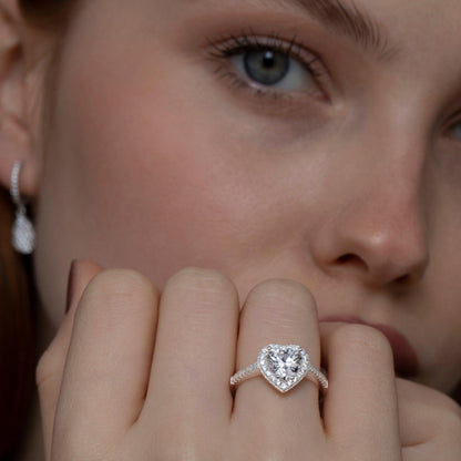 The Solitaire Heart CZ Engagement Ring worn in 18K Gold Vermeil — refined accessory for women. Hypoallergenic, no green.