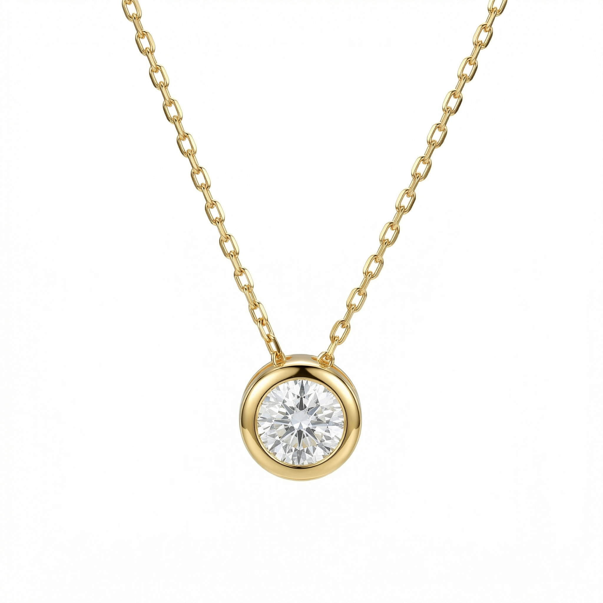 Solitaire Pendant Necklace in 18K Gold Vermeil with CZ Diamond. Tarnish-resistant, perfect for daily wear.