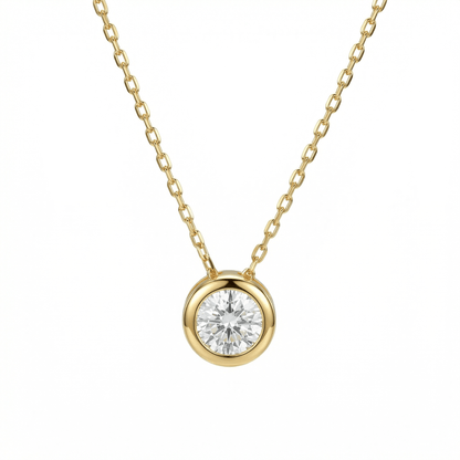 Solitaire Pendant Necklace in 18K Gold Vermeil with CZ Diamond. Tarnish-resistant, perfect for daily wear.