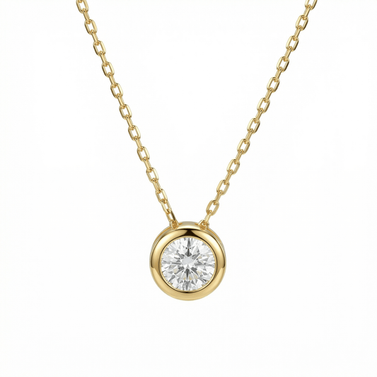 Solitaire Pendant Necklace in 18K Gold Vermeil with CZ Diamond. Tarnish-resistant, perfect for daily wear.