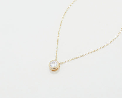 The Solitaire Pendant Necklace styled in 18K Gold Vermeil — elegant everyday jewelry. Tarnish-resistant.