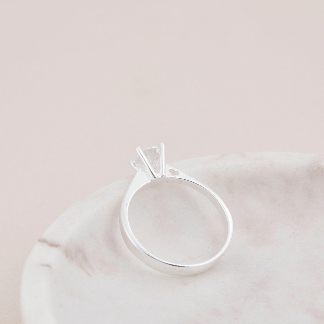 Solitaire Promise Ring as a thoughtful birthday gift in 18K Gold Vermeil with CZ Diamond. Hypoallergenic, no green marks.