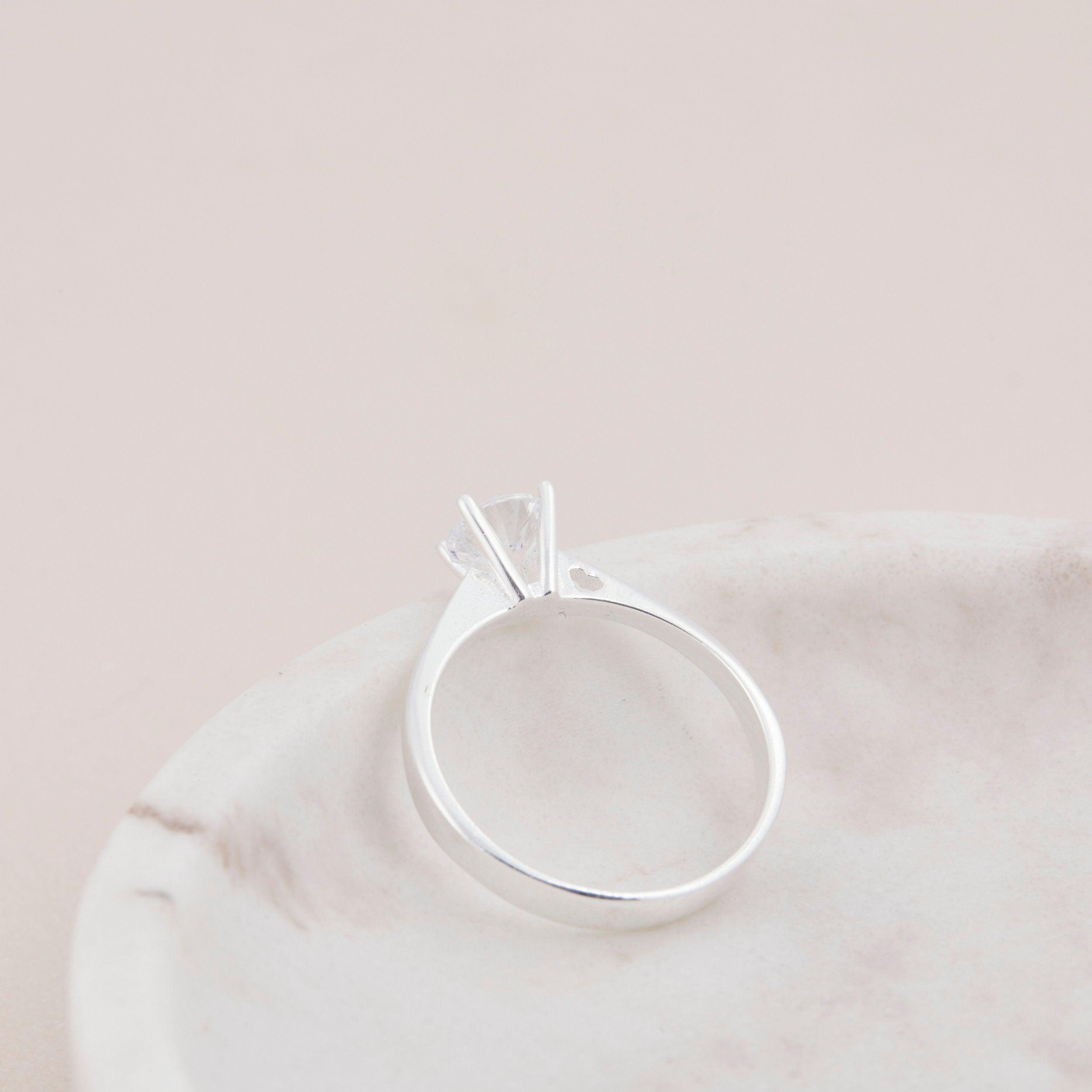 Solitaire Promise Ring as a thoughtful birthday gift in 18K Gold Vermeil with CZ Diamond. Hypoallergenic, no green marks.