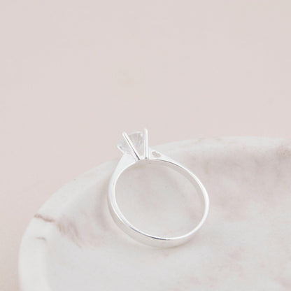Solitaire Promise Ring as a thoughtful birthday gift in 18K Gold Vermeil with CZ Diamond. Hypoallergenic, no green marks.