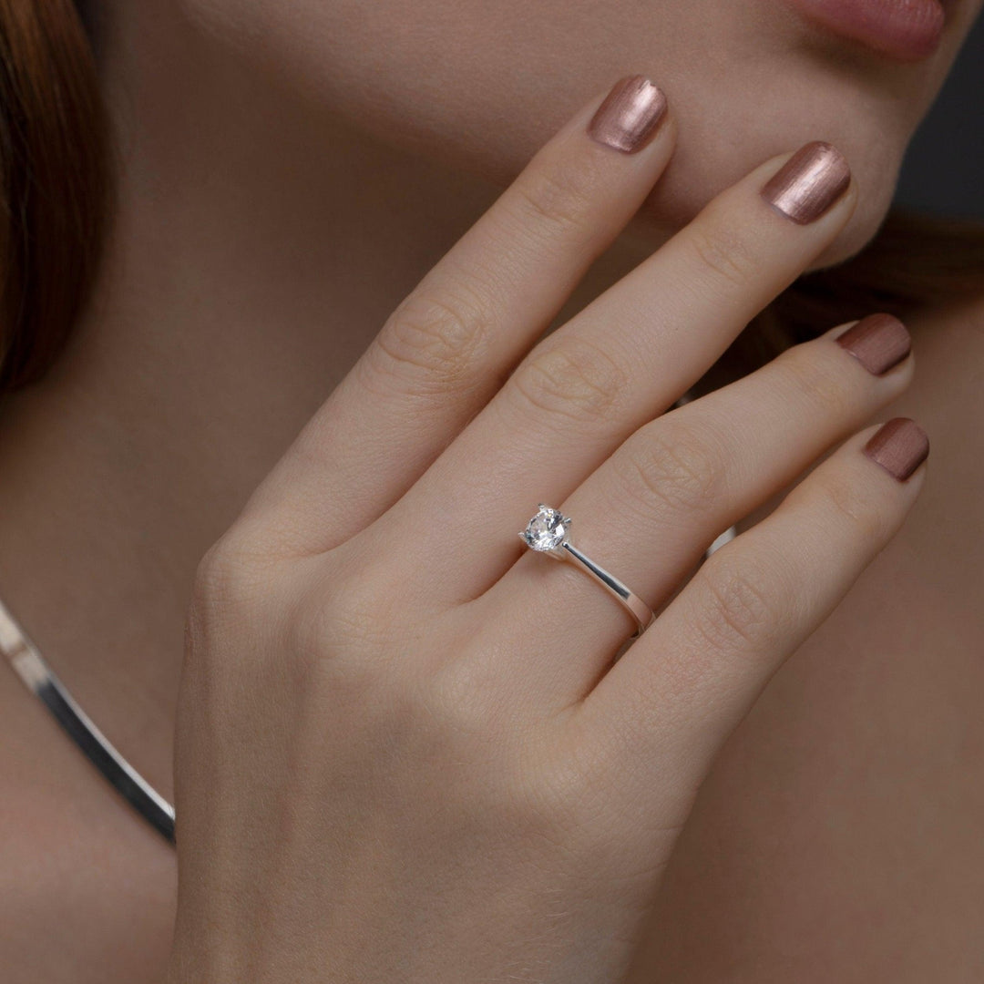 Solitaire Promise Ring in Glamour Jewelry House gift box — 18K Gold Vermeil anniversary gift. Hypoallergenic, no green marks.