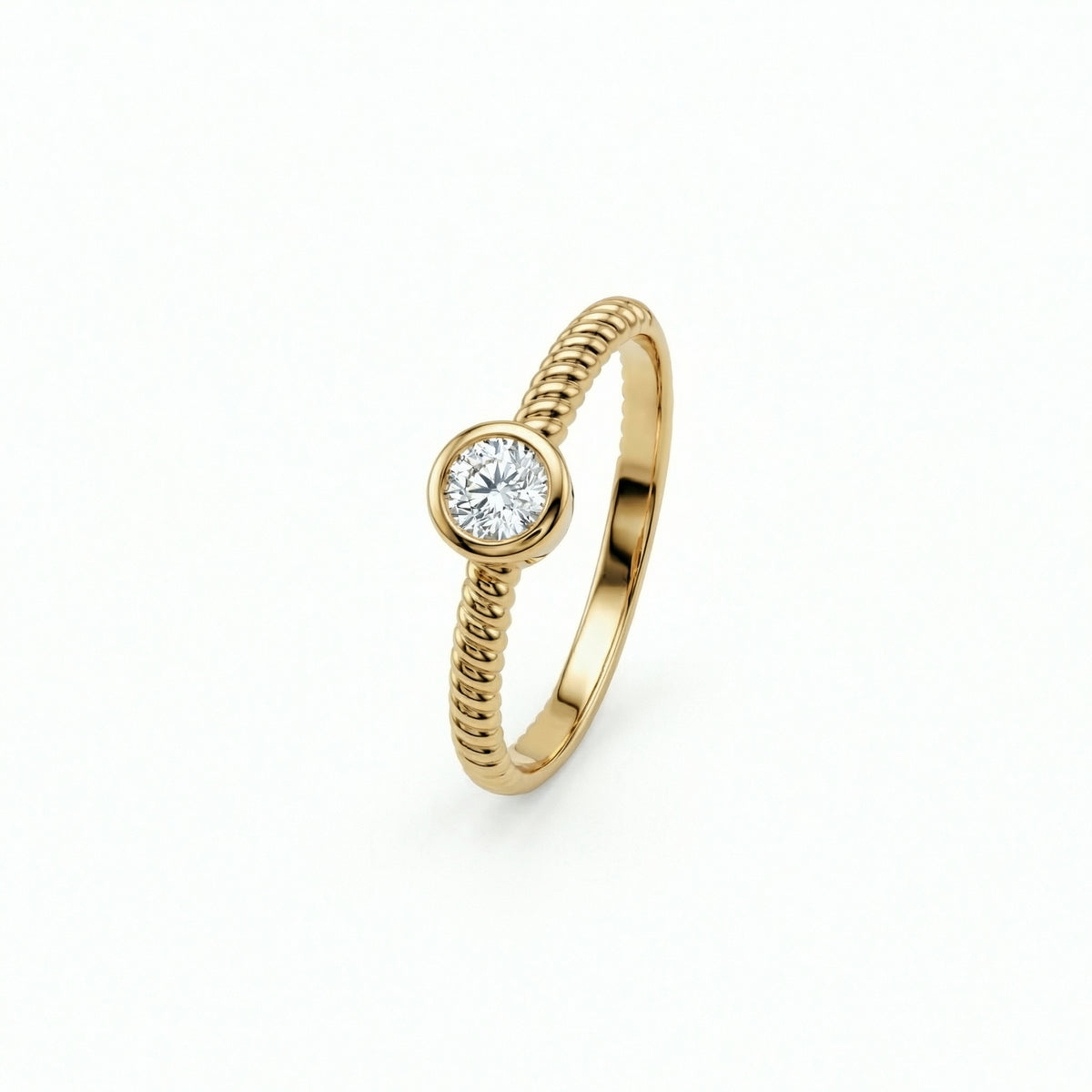 Solitaire Stackable Ring in 18K Gold Vermeil with CZ Diamond. Tarnish-resistant, perfect for daily wear.