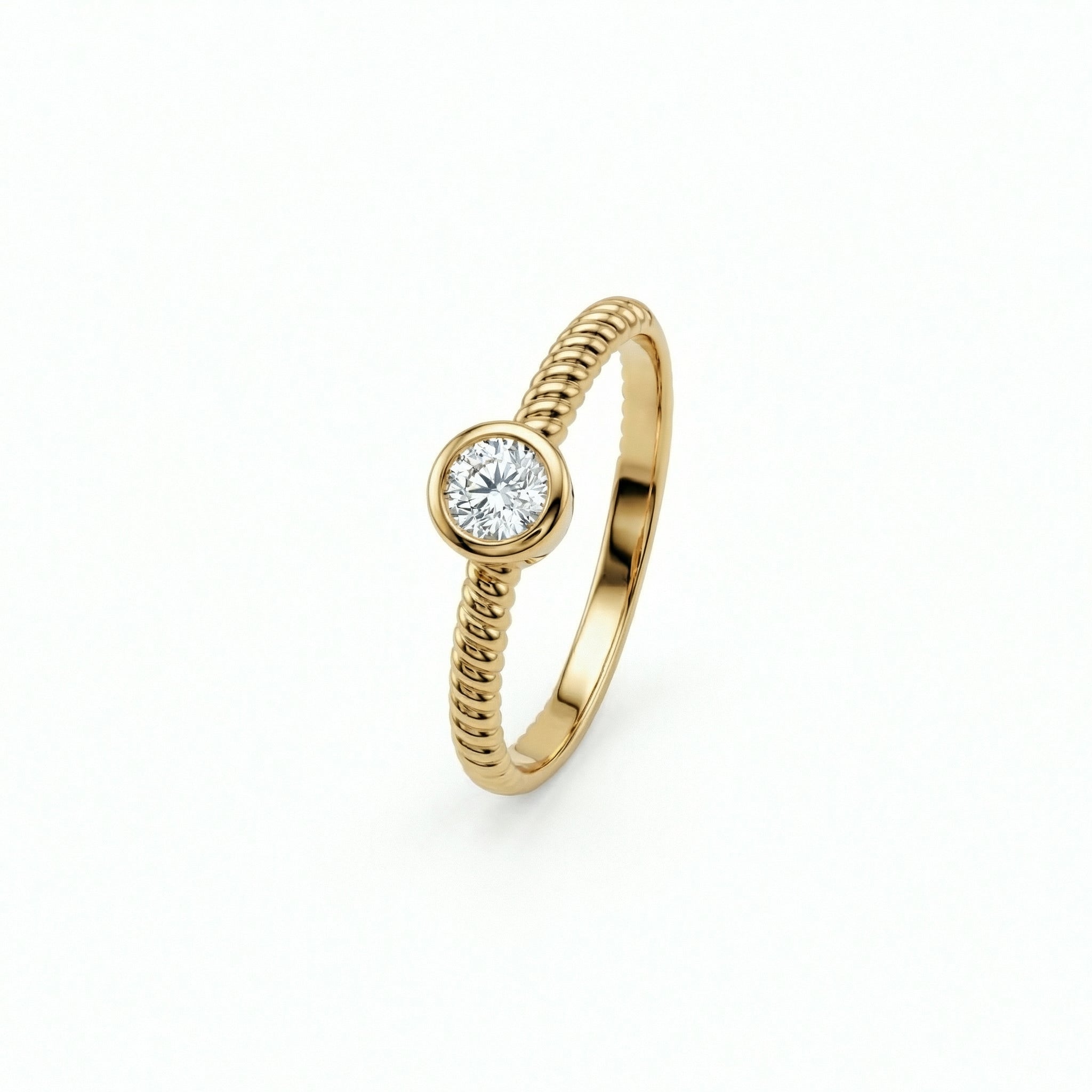 Solitaire Stackable Ring in 18K Gold Vermeil with CZ Diamond. Tarnish-resistant, perfect for daily wear.