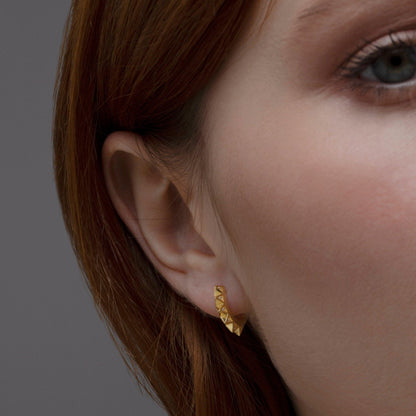Spike Huggie Earring as a thoughtful birthday gift in 18K Gold Vermeil. Hypoallergenic for sensitive ears.