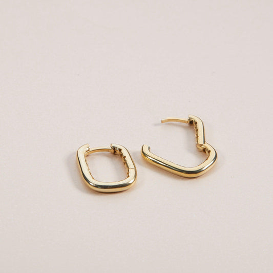 Close detail of the Square Hinged Hoops in 18K Gold Vermeil. Tarnish-resistant, premium handmade jewelry.
