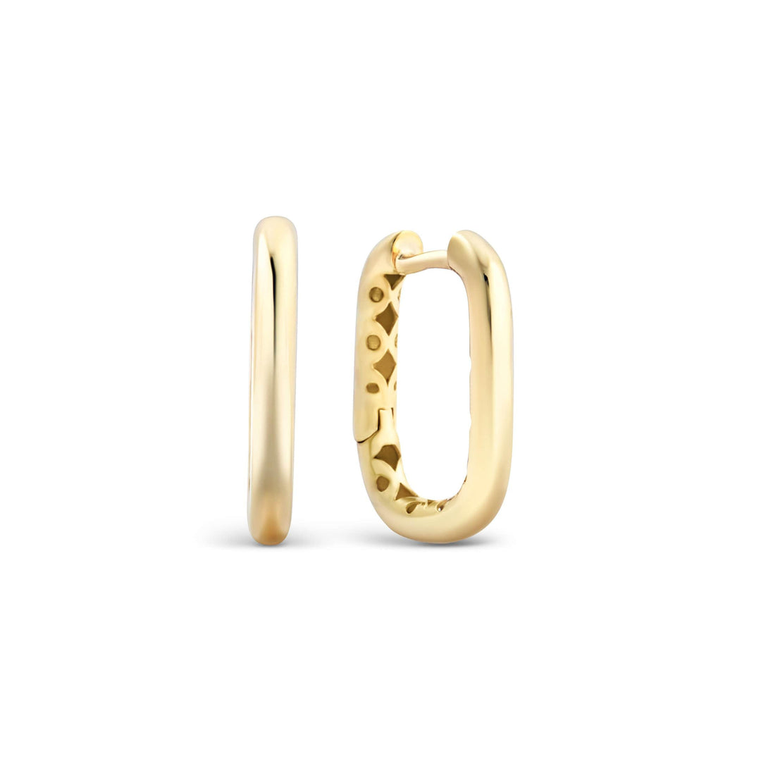 The Square Hinged Hoops worn in 18K Gold Vermeil — refined accessory for women. Tarnish-resistant.