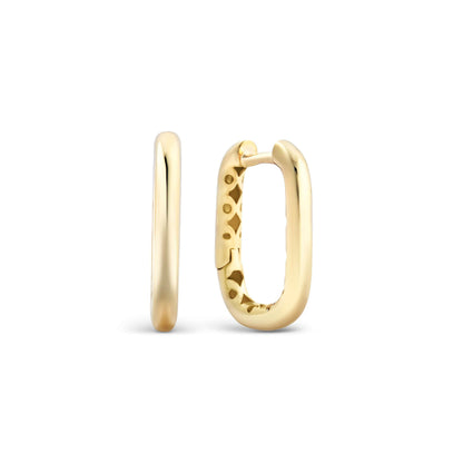 The Square Hinged Hoops worn in 18K Gold Vermeil — refined accessory for women. Tarnish-resistant.