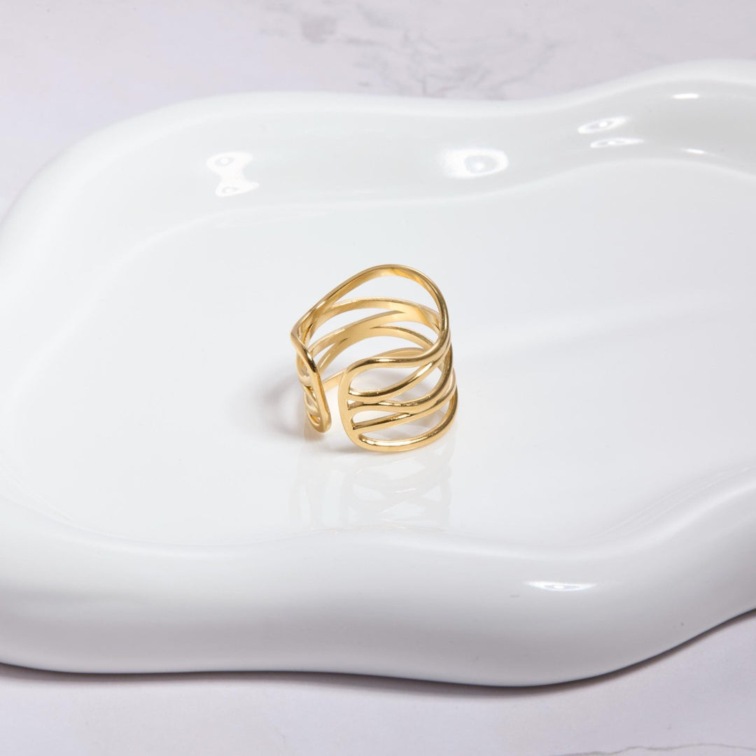 The Stackable Adjustable Fashion Ring as an anniversary gift in Gold-Plated Steel. Tarnish-resistant, made for keeping.