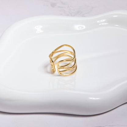 The Stackable Adjustable Fashion Ring as an anniversary gift in Gold-Plated Steel. Tarnish-resistant, made for keeping.