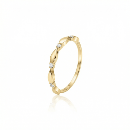 Stackable Band with CZ Stones in 18K Gold Vermeil with CZ Diamond. Tarnish-resistant, perfect for daily wear.