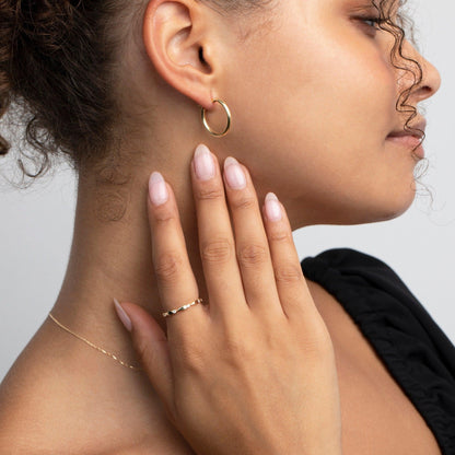 The Stackable Band with CZ Stones styled in 18K Gold Vermeil — elegant everyday jewelry. Tarnish-resistant.