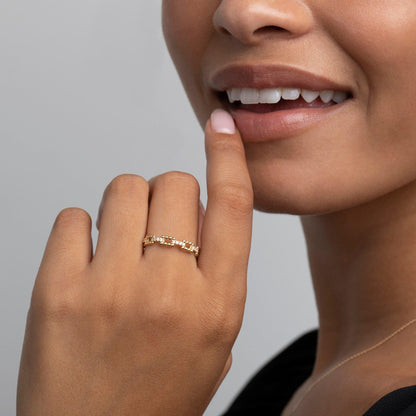Stackable Fashion Ring in Glamour Jewelry House gift box — 18K Gold Vermeil graduation gift. Hypoallergenic, no green marks.