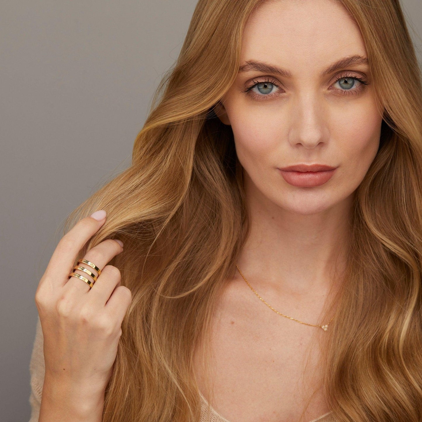 Stackable Multiple Name Ring as a thoughtful birthday gift in 18K Gold Vermeil. Hypoallergenic, no green marks.