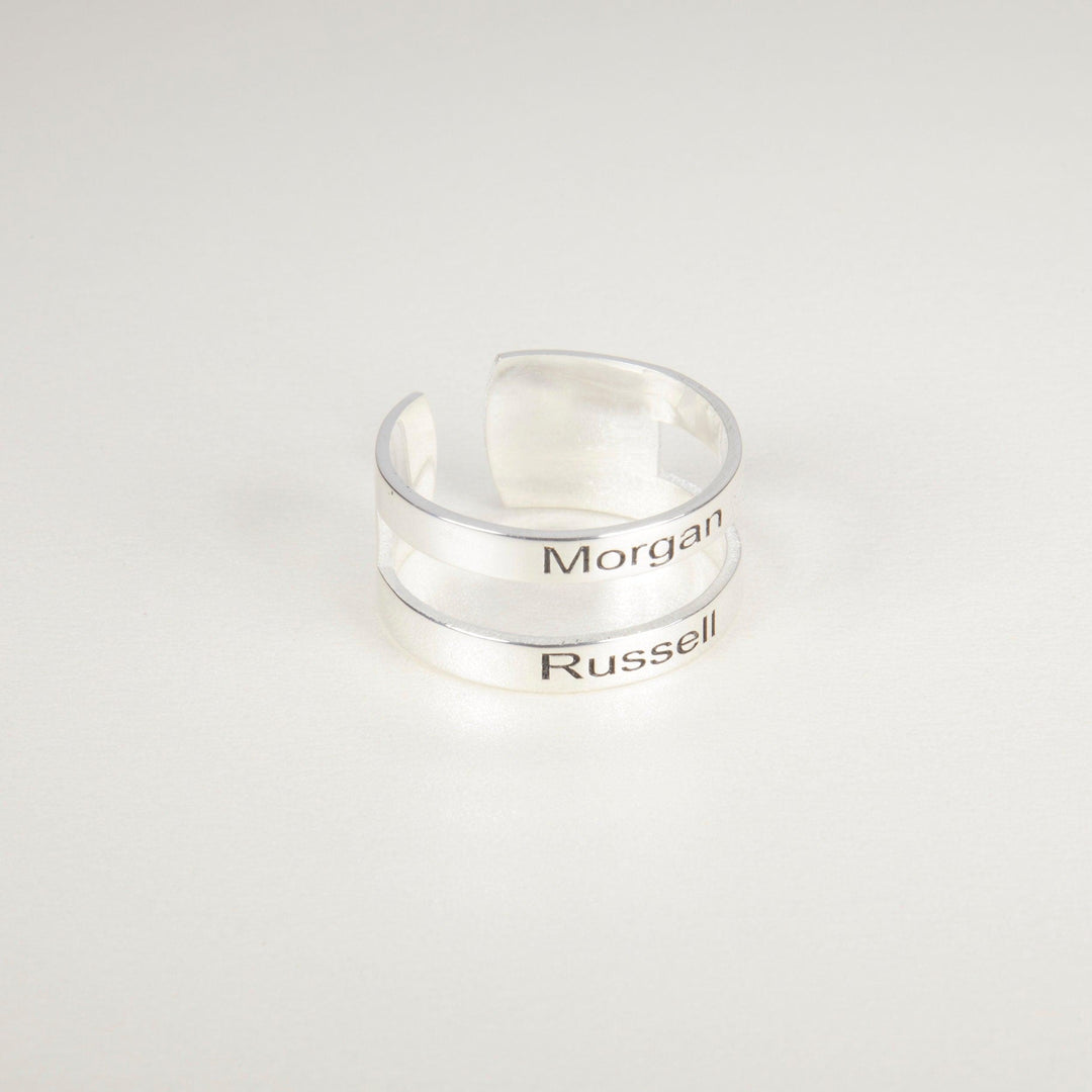 Stackable Multiple Name Ring in Glamour Jewelry House gift box — 18K Gold Vermeil mother's day gift. Hypoallergenic, no.
