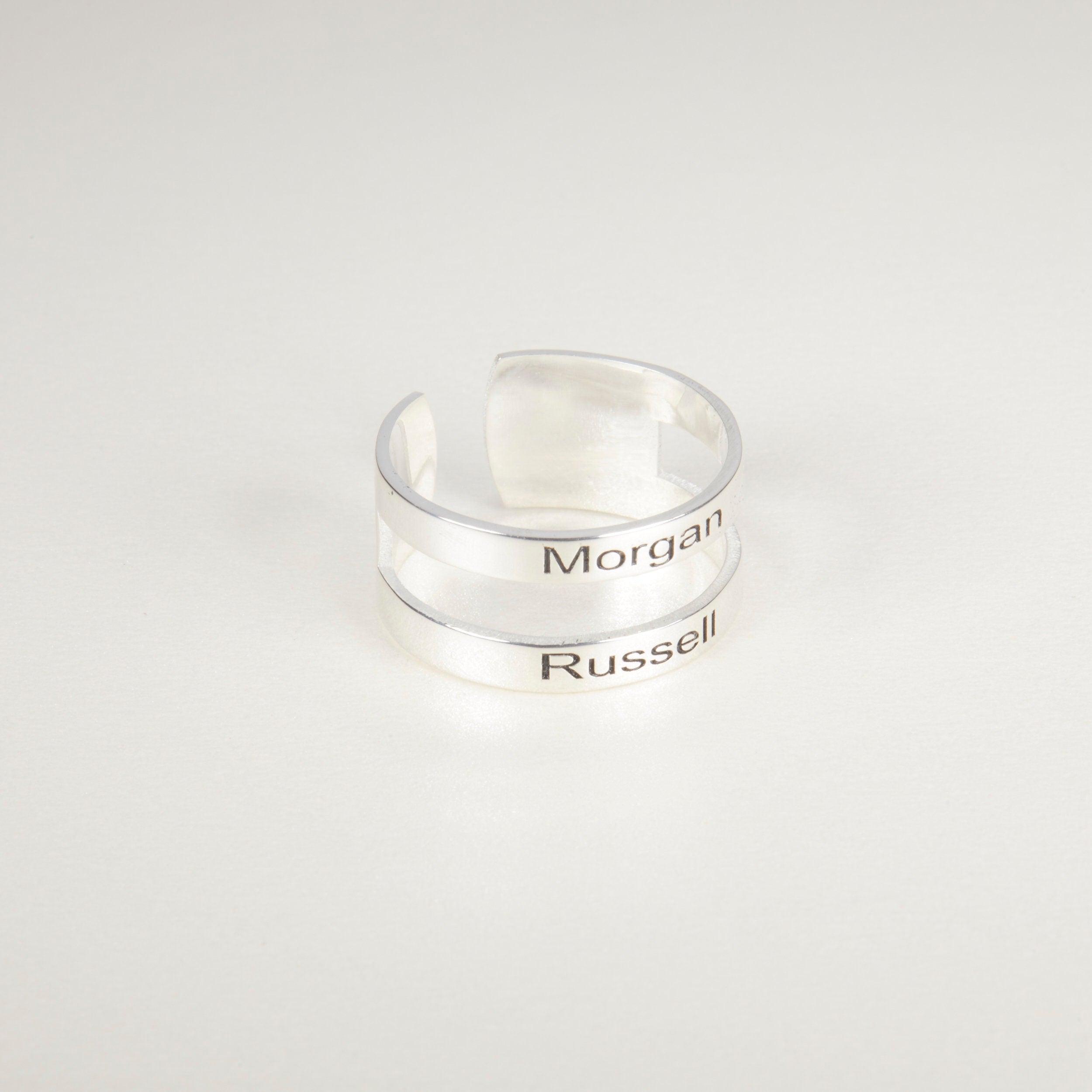 Stackable Multiple Name Ring in Glamour Jewelry House gift box — 18K Gold Vermeil mother's day gift. Hypoallergenic, no.