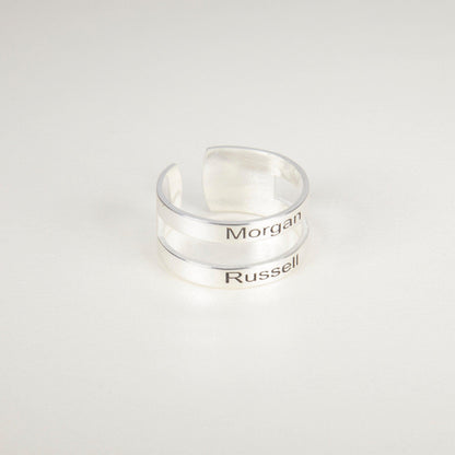 Stackable Multiple Name Ring in Glamour Jewelry House gift box — 18K Gold Vermeil mother's day gift. Hypoallergenic, no.
