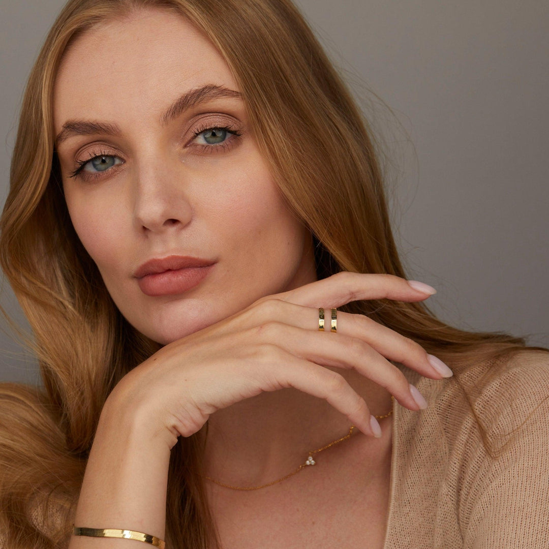 The Stackable Multiple Name Ring as a mother's day gift in 18K Gold Vermeil. Tarnish-resistant, made for keeping.