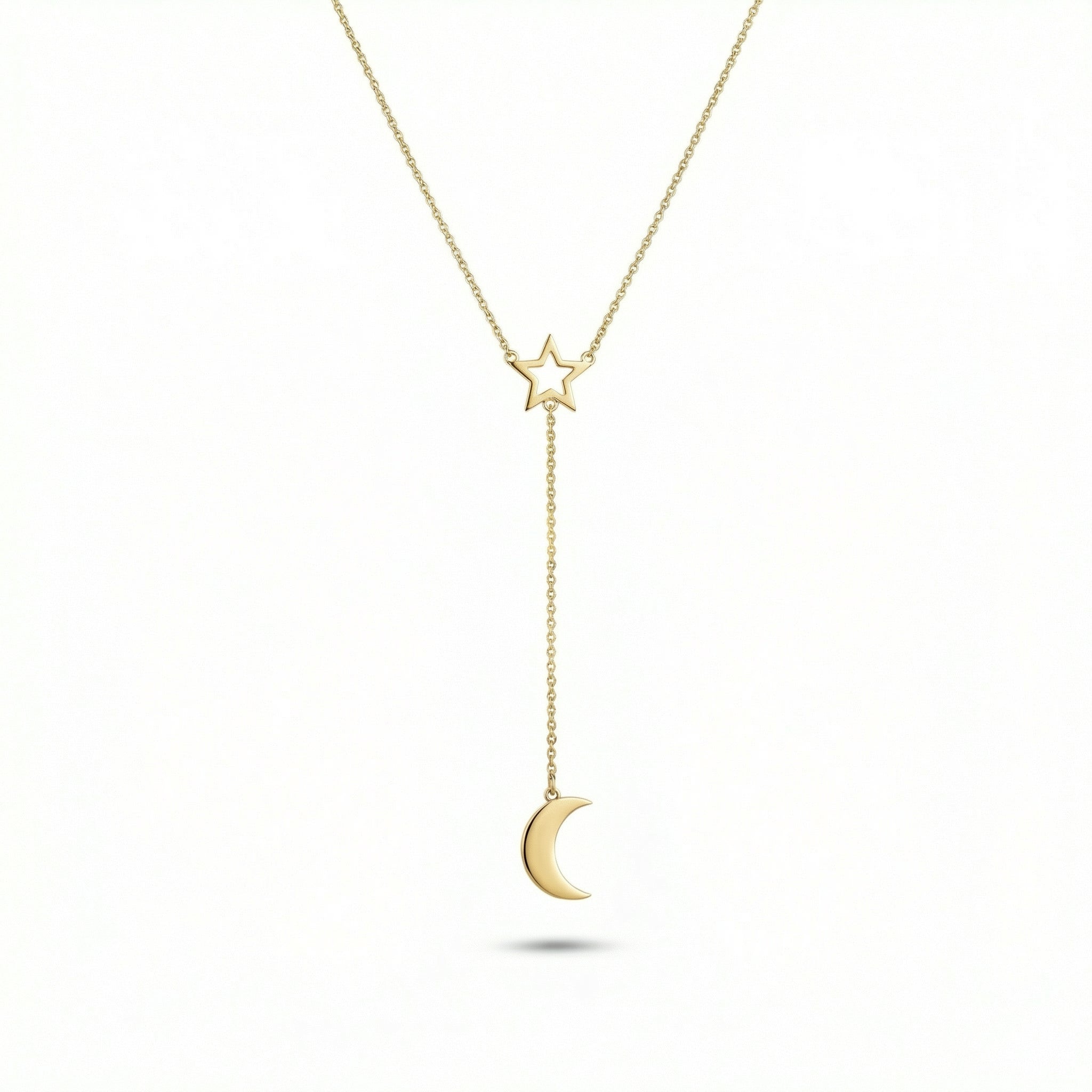 Star and Moon Necklace in 18K Gold Vermeil. Tarnish-resistant, perfect for daily wear.