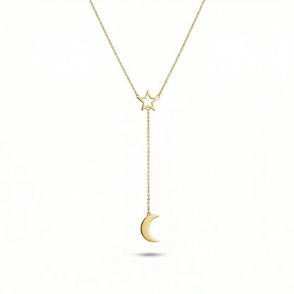 Star and Moon Necklace in 18K Gold Vermeil. Tarnish-resistant, perfect for daily wear.