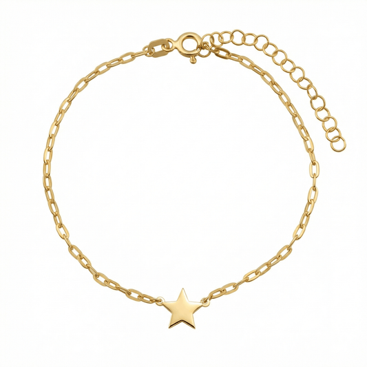 Star Celestial Bracelet with Paperclip in 18K Gold Vermeil. Tarnish-resistant, perfect for daily wear.