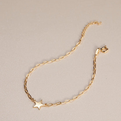 Star Celestial Bracelet with Paperclip in Glamour Jewelry House gift box — 18K Gold Vermeil graduation gift.