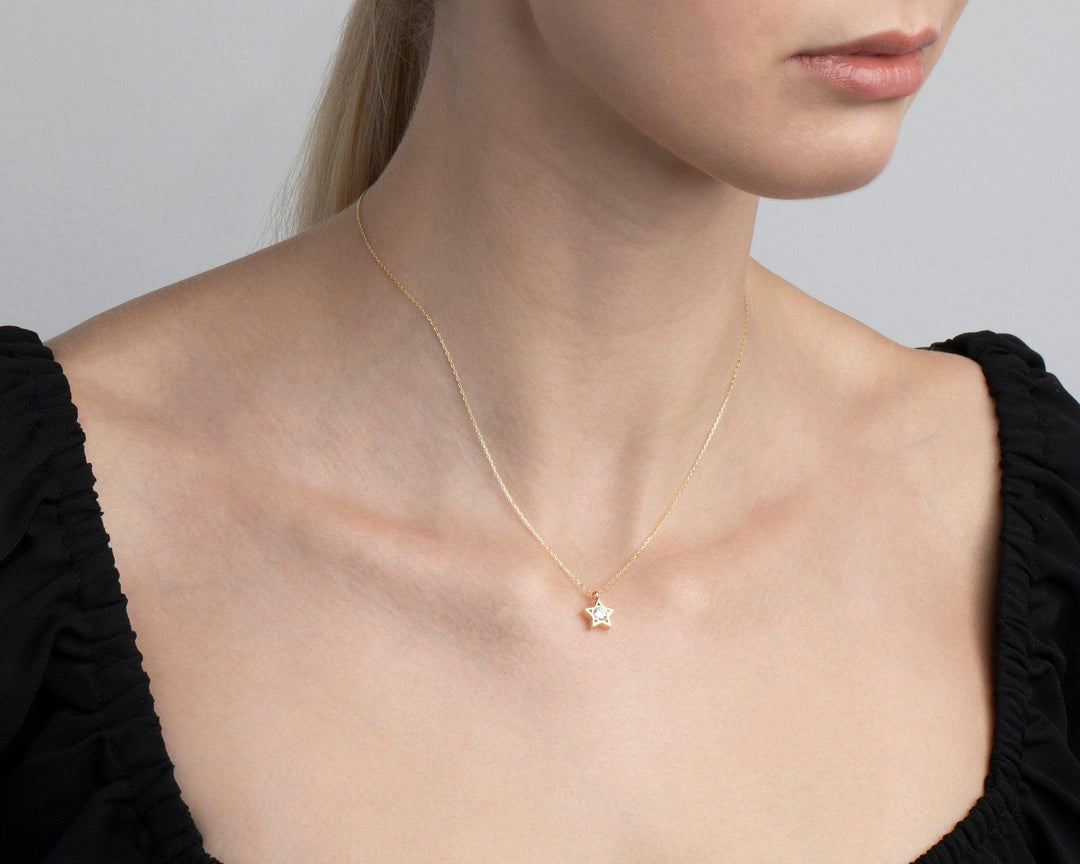 The Star Diamond Necklace as a wedding gift in 18K Gold Vermeil. Safe for sensitive skin, made for keeping.