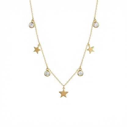 Star Diamond Satellite Necklace in 18K Gold Vermeil with CZ Diamond. Tarnish-resistant, perfect for daily wear.