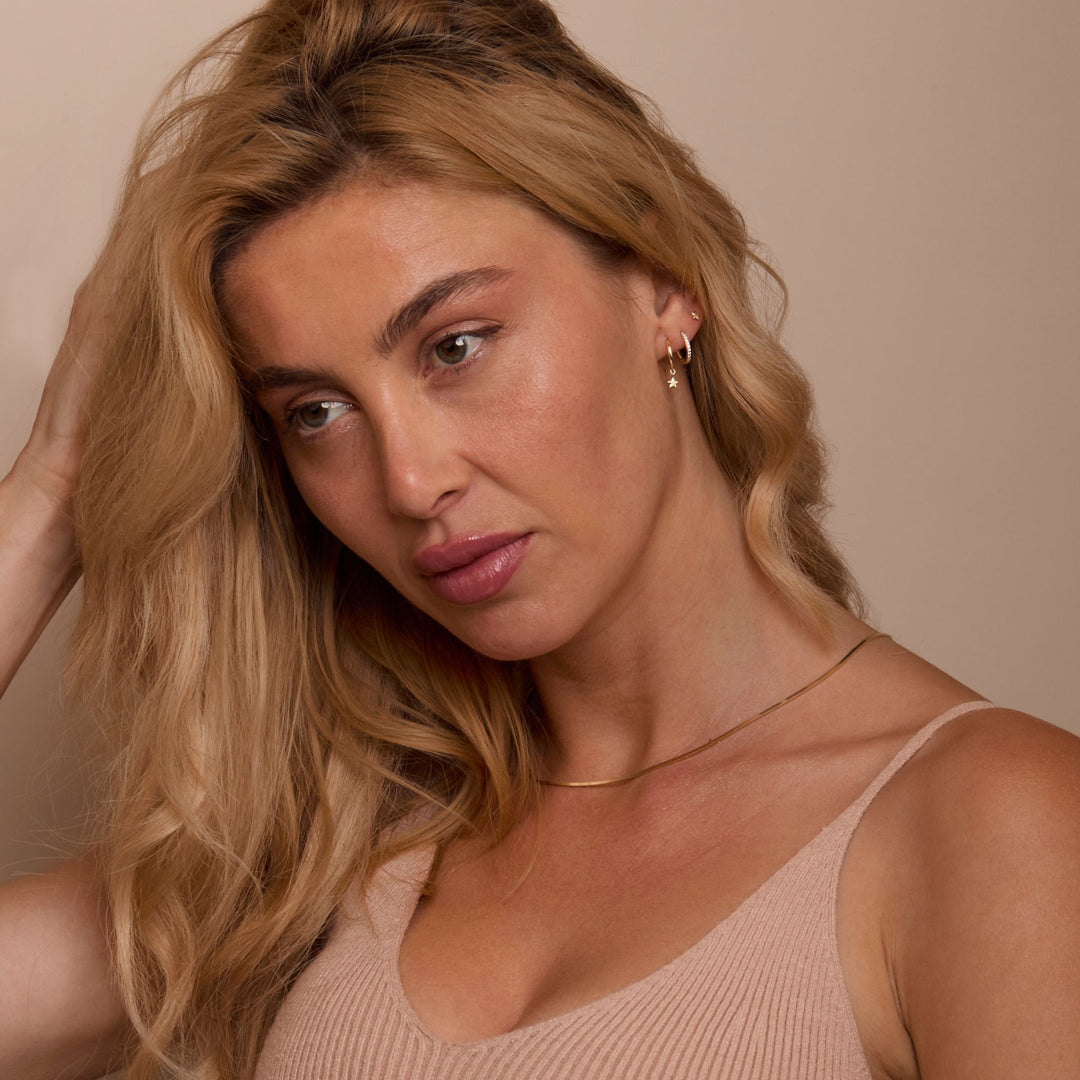 Star Hoops Stud Earring Set in 18K Gold Vermeil — luxury handmade jewelry. No green marks, perfect daily wear.