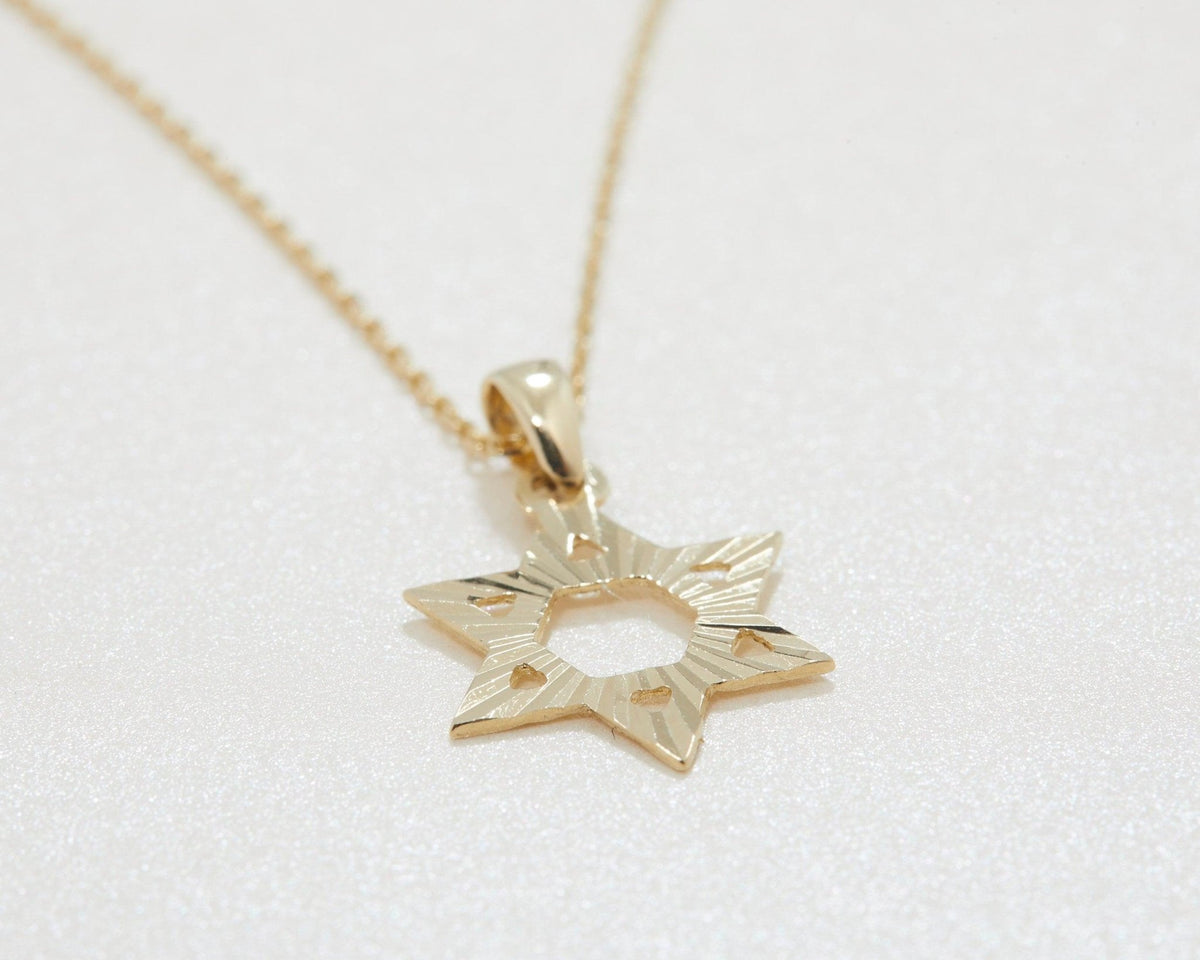 Star of David Necklace in Glamour Jewelry House gift box — 18K Gold Vermeil wedding gift. Tarnish-resistant.