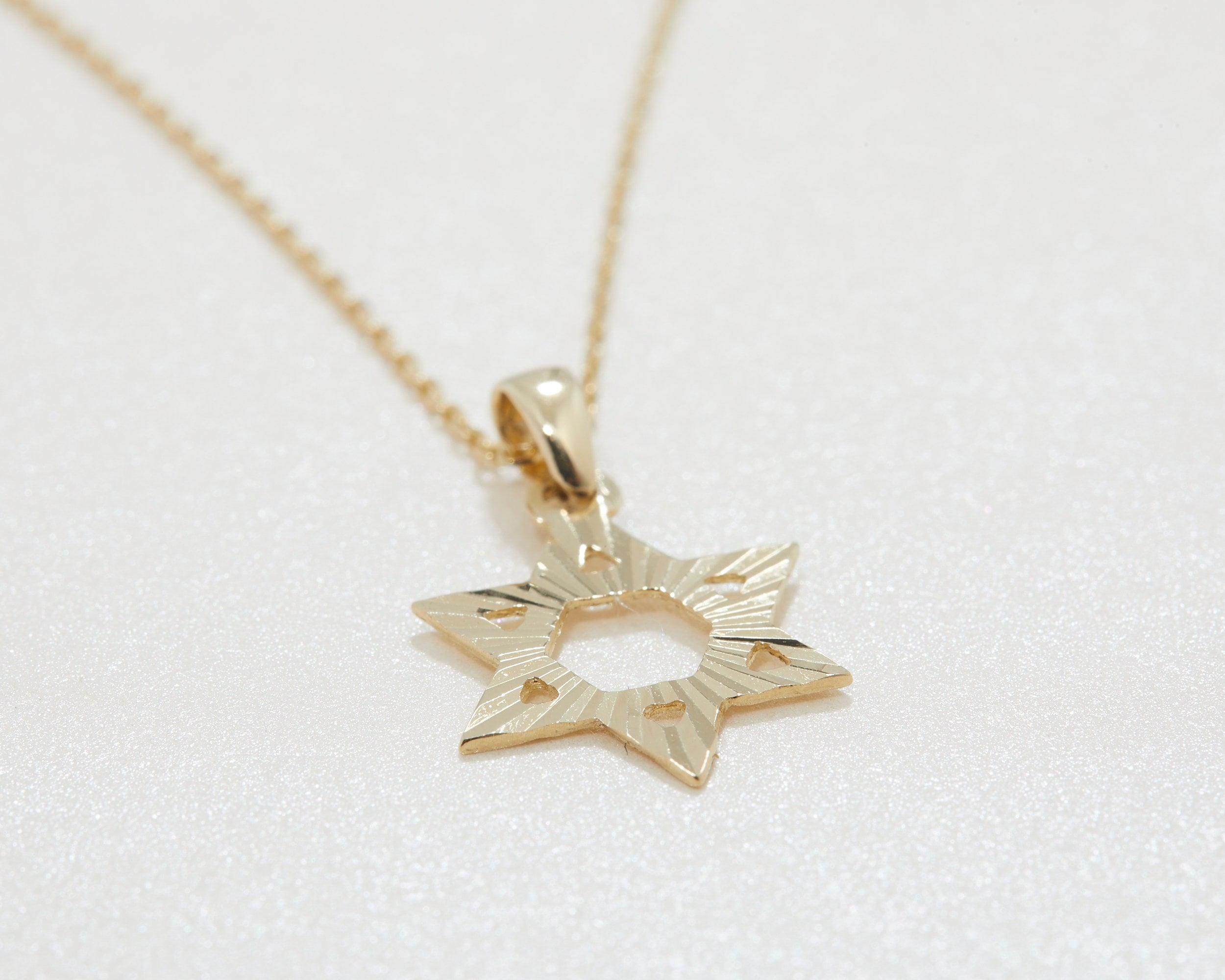 Star of David Necklace in Glamour Jewelry House gift box — 18K Gold Vermeil wedding gift. Tarnish-resistant.