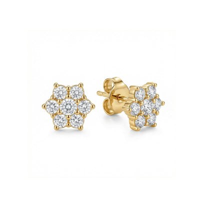 Star of David Stud Earrings in 18K Gold Vermeil. No green marks, perfect for daily wear.