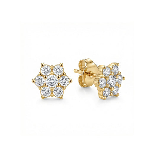Star of David Stud Earrings in 18K Gold Vermeil. No green marks, perfect for daily wear.