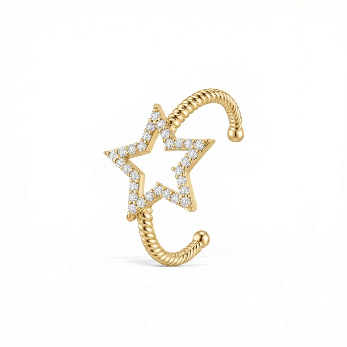 Star Pavé Adjustable Ring in 18K Gold Vermeil with CZ Diamond. Tarnish-resistant, perfect for daily wear.