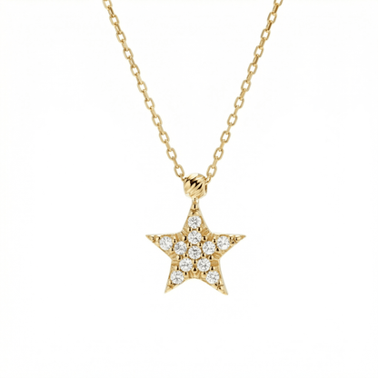 Star Pavé Necklace in 18K Gold Vermeil with CZ Diamond. Tarnish-resistant, perfect for daily wear.