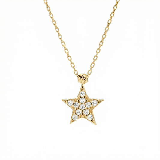 Star Pavé Necklace in 18K Gold Vermeil with CZ Diamond. Tarnish-resistant, perfect for daily wear.