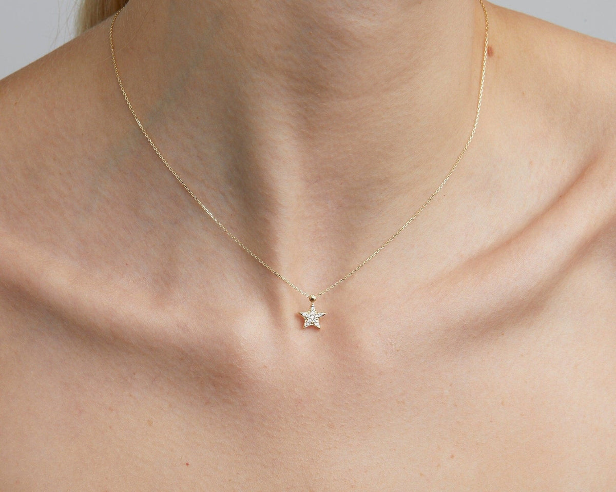 Star Pavé Necklace in Glamour Jewelry House gift box — 18K Gold Vermeil graduation gift. Hypoallergenic, no green marks.