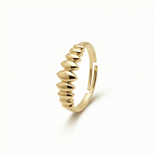 Statement Minimalist Adjustable Ring in 18K Gold Vermeil. Tarnish-resistant, perfect for daily wear.