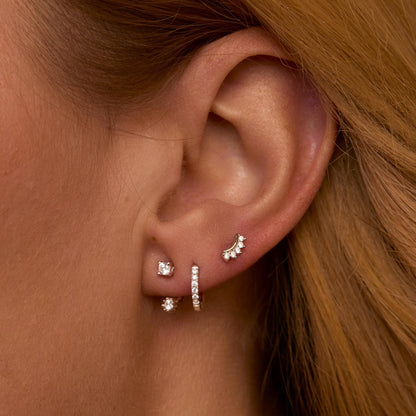 Close detail of the Sterling Silver Earring Set in 18K Gold Vermeil with CZ Diamond. Tarnish-resistant, premium handmade.
