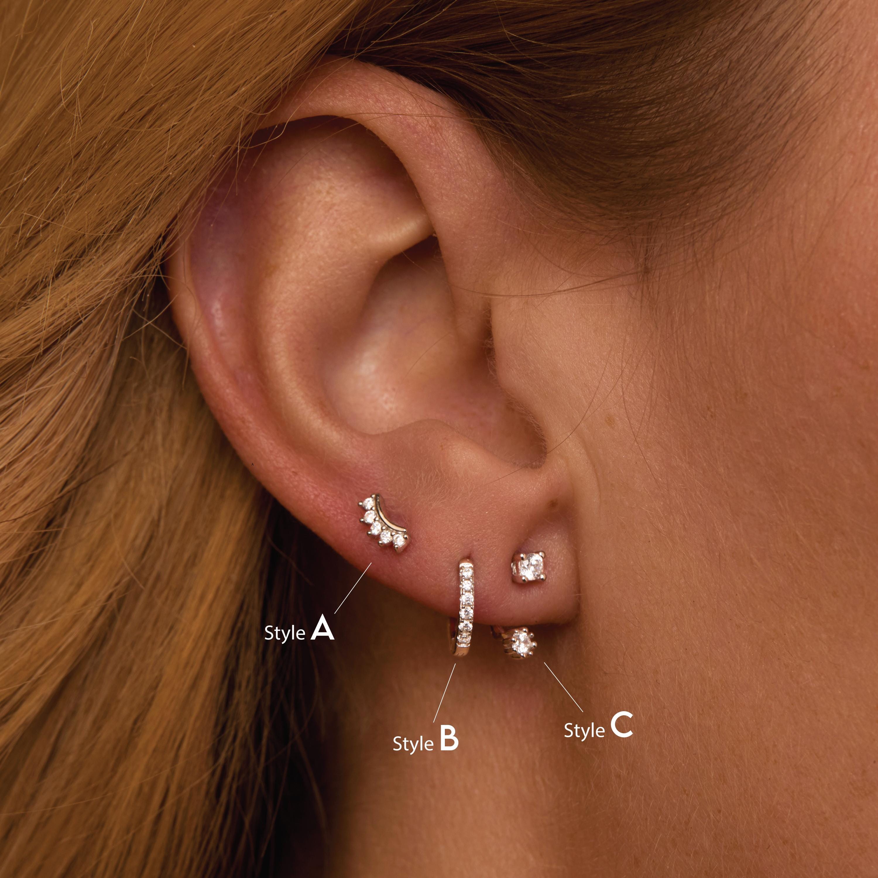 Sterling Silver Earring Set as a thoughtful birthday gift in 18K Gold Vermeil with CZ Diamond. Hypoallergenic for sensitive.