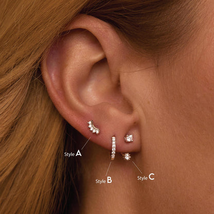 Sterling Silver Earring Set as a thoughtful birthday gift in 18K Gold Vermeil with CZ Diamond. Hypoallergenic for sensitive.
